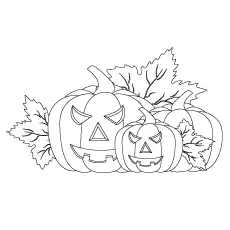 Pumpkin with leaves pumpkin coloring pages