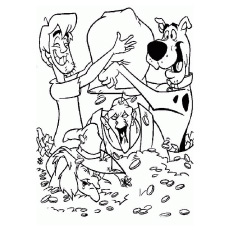 Shaggy scooby celebrating in money scooby doo coloring pages
