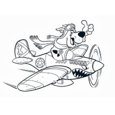 Scooby on flight scooby doo coloring pages