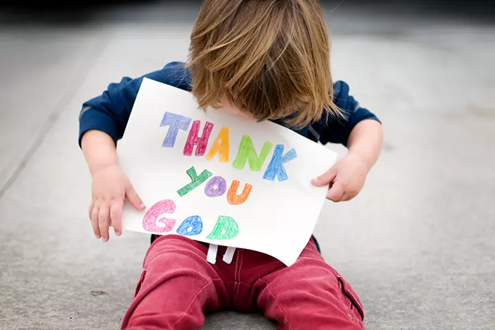 A child thanking God 