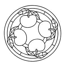 Mandala design apple coloring page