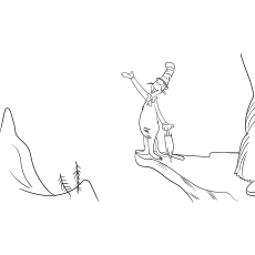 At the edge of the mountain, Cat in the Hat coloring page