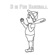 B is for baseball coloring page