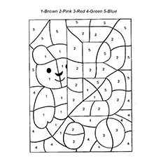 B for bear, color by number coloring pages