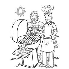 Barbecue during summer coloring page