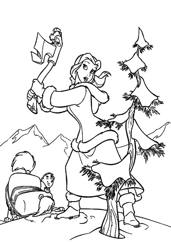 Belle-Cutting-The-Christmas-Tree