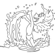 Boy enjoying at beach summer coloring pages