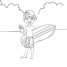 Boy having fun in the sun summer coloring pages