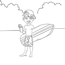 Boy having fun in the sun summer coloring pages_image