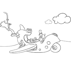Cat In The Hat with friends coloring page