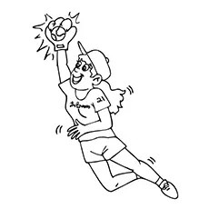 Catching the ball, baseball coloring page