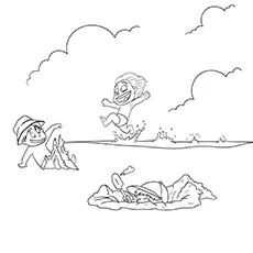 Children in summer coloring page