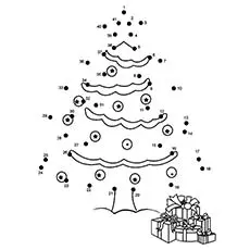 Connect Dot To Dot Christmas Tree coloring page