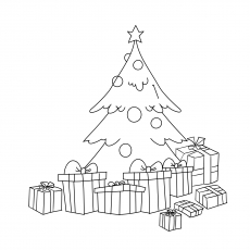 Christmas Tree with gifts coloring page