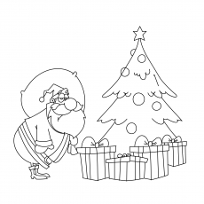 Gifts and Christmas Tree coloring page