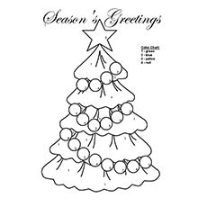 Color By Number Christmas tree coloring page