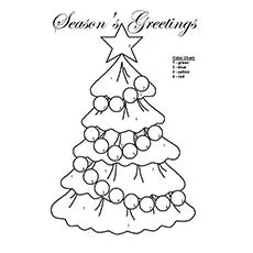 Color By Number Christmas tree coloring page