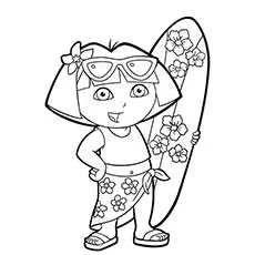 Dora during summer coloring page_image