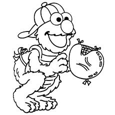 Elmo playing baseball baseball coloring page