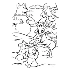 Enjoying the snow reindeer coloring page