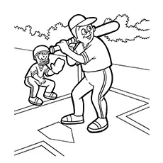 Father and son playing baseball, coloring page_image