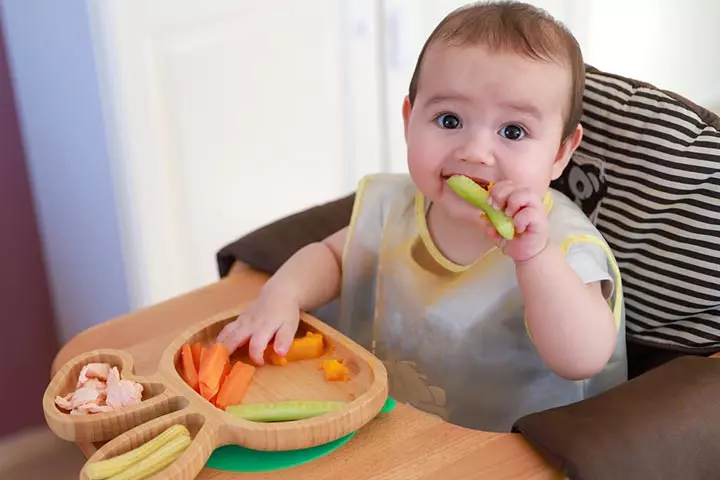 For older babies, serve thick cucumber slices as finger food.