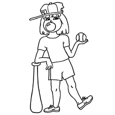 Girl playing baseball coloring page_image