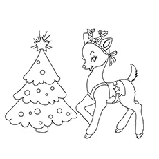 Joyful reindeer coloring page