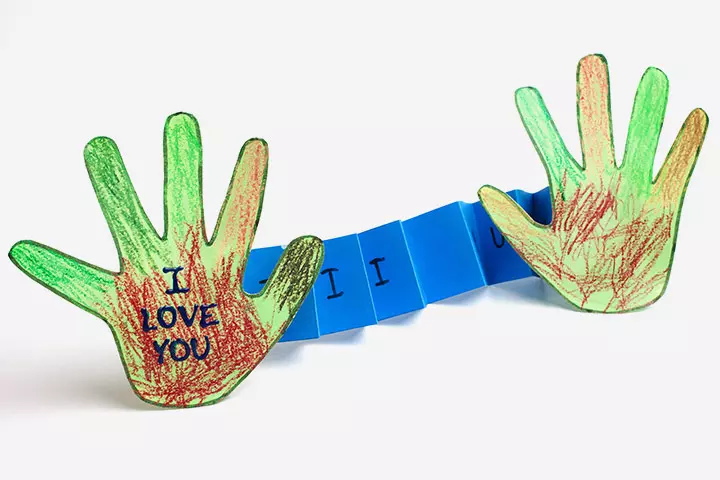 Hand shaped card, Valentine's crafts for kids