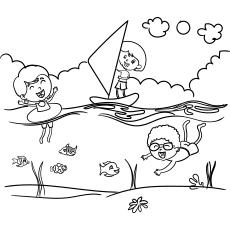 Kids enjoying the season summer coloring pages