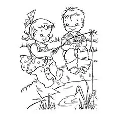 Kids fishing summer coloring pages