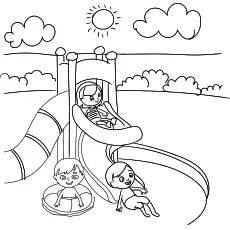 Kids play at a waterpark summer coloring pages