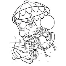 Mickey enjoying the sun summer coloring pages_image