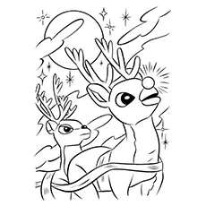 Flying reindeers coloring page