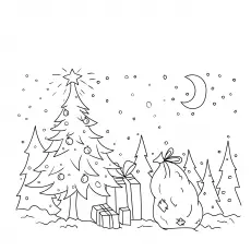 Santa in a sleigh with reindeer coloring page