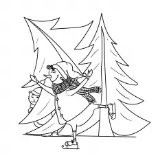 Snowman and Christmas Tree coloring page