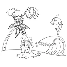 Summer beach coloring page_image