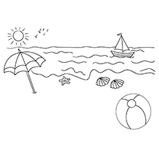 Summer seaside coloring page