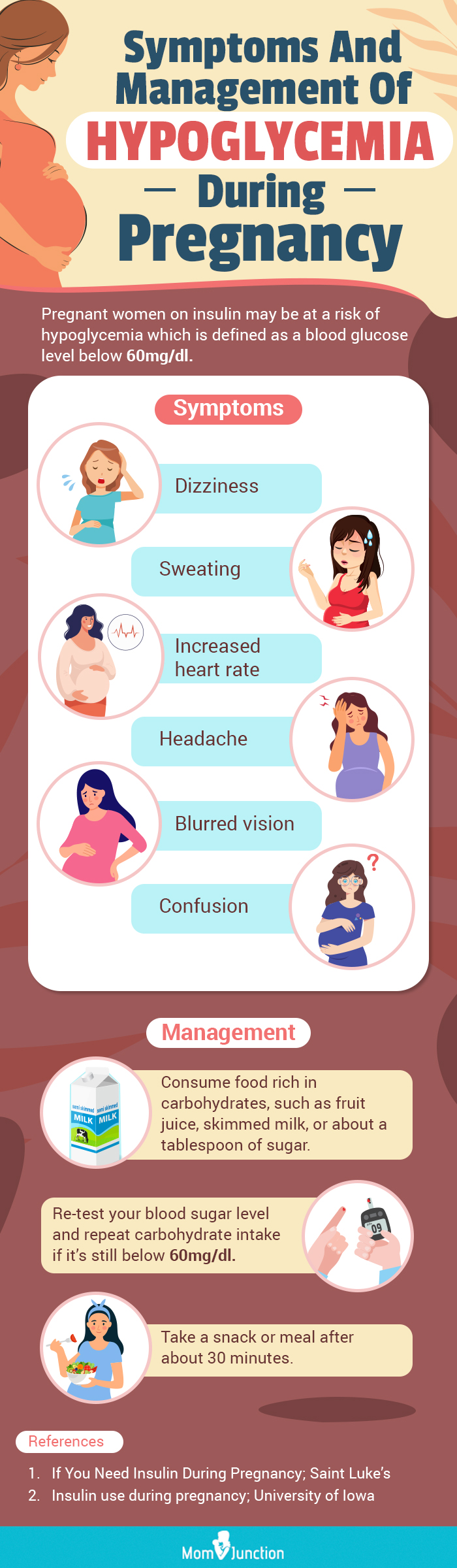 symptoms and management of hypoglycemia during pregnancy (infographic)