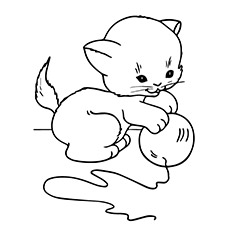 The cute kitten coloring page of animals