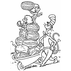 Thing One and Two with the Cat, Cat in the Hat coloring page
