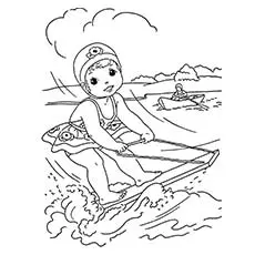 Water skier summer coloring pages