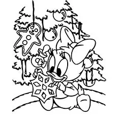Webby decorating Christmas Tree coloring page