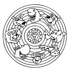Wild animals Mandala coloring page