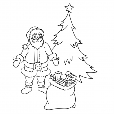 X-mas Tree and Gifts coloring page
