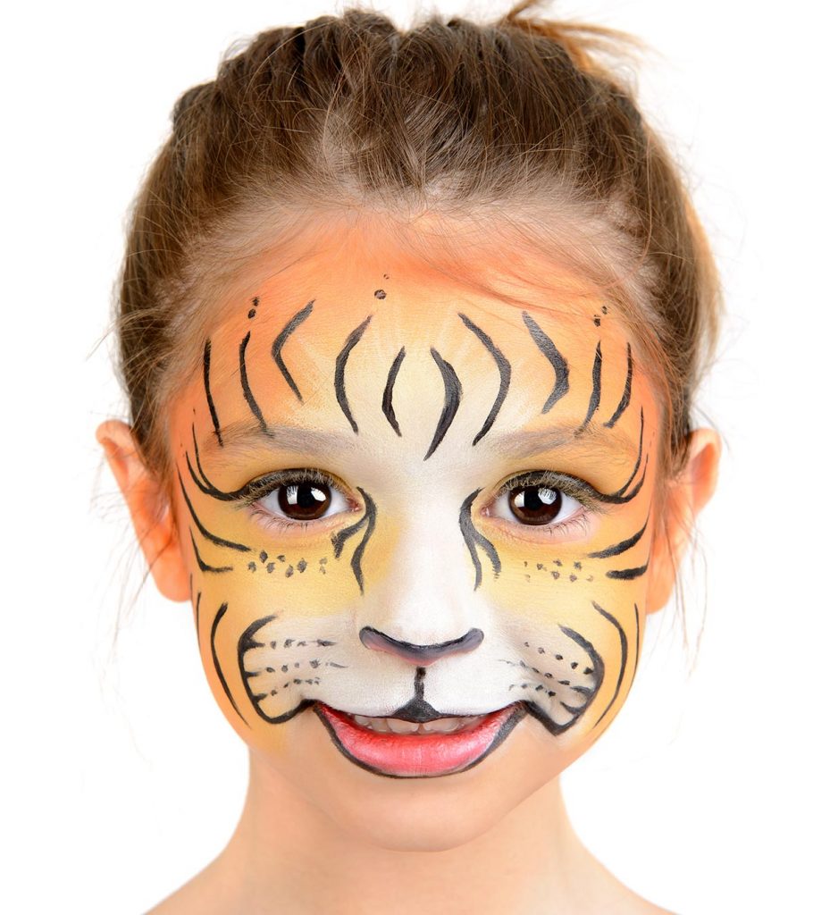 Аквагрим тигр для девочки