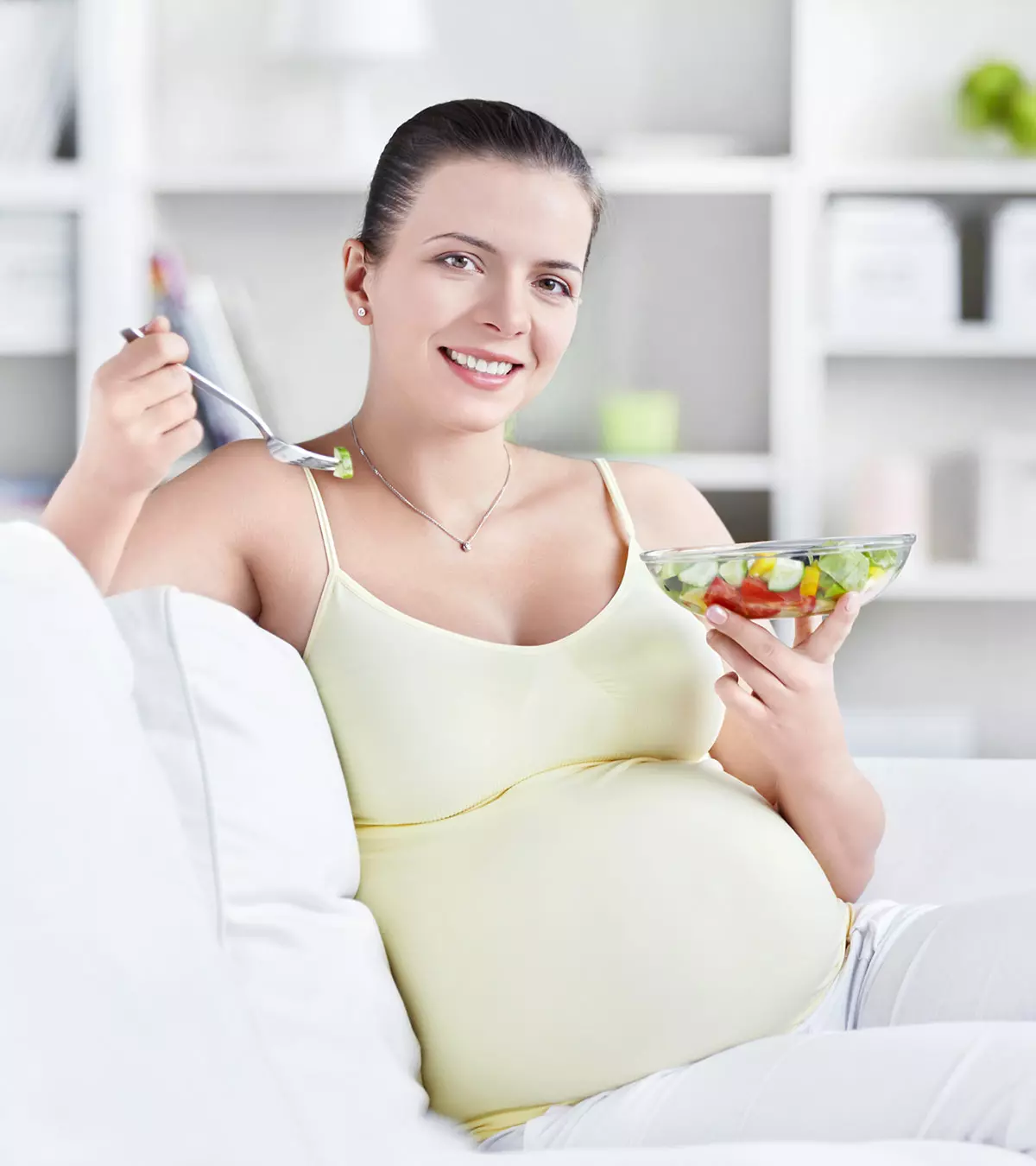 A Pregnant Woman Eating Instant Noodles