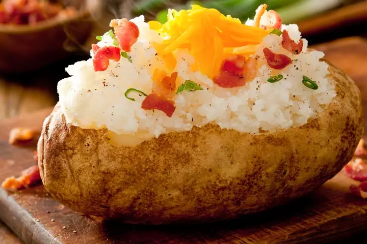 Baked sweet potato with beans and cheese vegetarian recipe during pregnancy