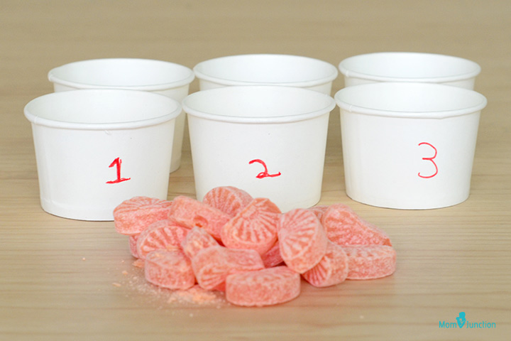 Counting with cups number games for kindergarten kids