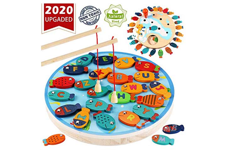 CozyBomB Magnetic Wooden Fishing Game Toy